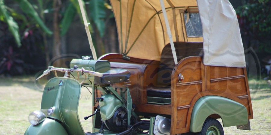 Custom Vespa Ape Calessino by Scooter99 , Handmade Classic Three Wheeler with Vintage Elegance
